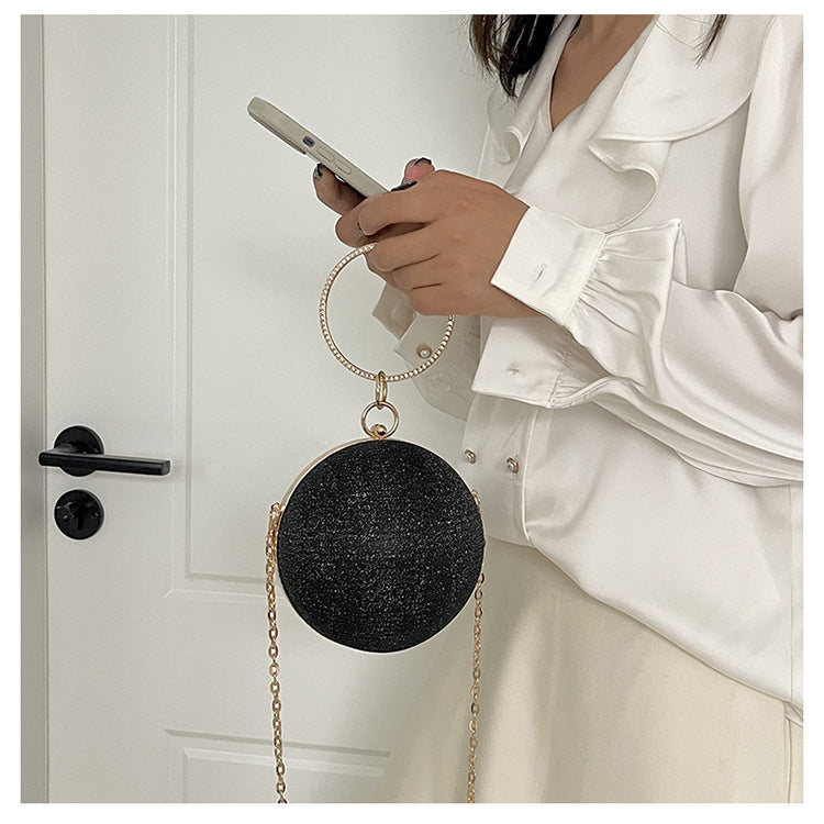 Circular Ring Portable Evening Bags Metal Sliver Round Ball Handbags For Lipstick Elegant Luxury Clutch Purse Wedding Wallets