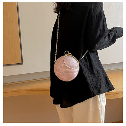 Circular Ring Portable Evening Bags Metal Sliver Round Ball Handbags For Lipstick Elegant Luxury Clutch Purse Wedding Wallets