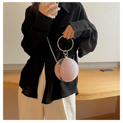 Circular Ring Portable Evening Bags Metal Sliver Round Ball Handbags For Lipstick Elegant Luxury Clutch Purse Wedding Wallets