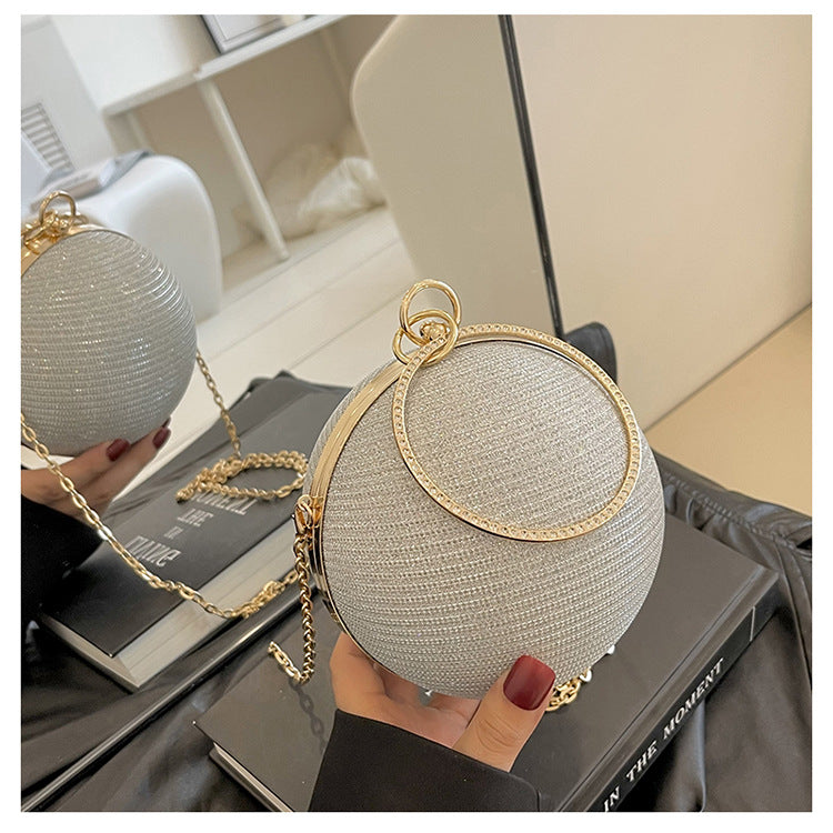 Circular Ring Portable Evening Bags Metal Sliver Round Ball Handbags For Lipstick Elegant Luxury Clutch Purse Wedding Wallets