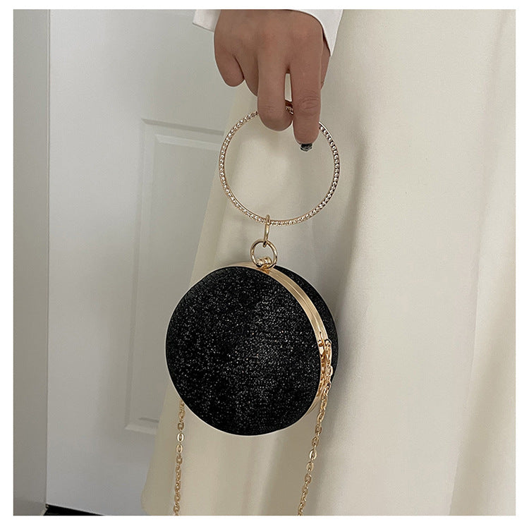 Circular Ring Portable Evening Bags Metal Sliver Round Ball Handbags For Lipstick Elegant Luxury Clutch Purse Wedding Wallets