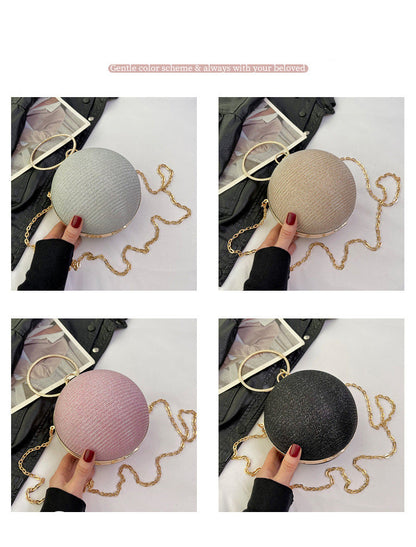 Circular Ring Portable Evening Bags Metal Sliver Round Ball Handbags For Lipstick Elegant Luxury Clutch Purse Wedding Wallets