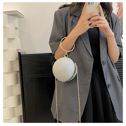 Circular Ring Portable Evening Bags Metal Sliver Round Ball Handbags For Lipstick Elegant Luxury Clutch Purse Wedding Wallets