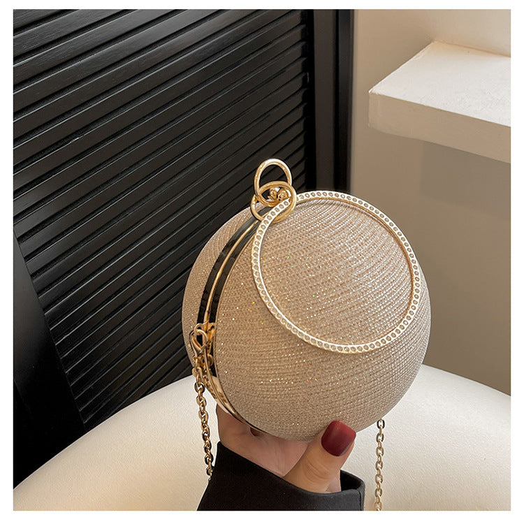 Circular Ring Portable Evening Bags Metal Sliver Round Ball Handbags For Lipstick Elegant Luxury Clutch Purse Wedding Wallets