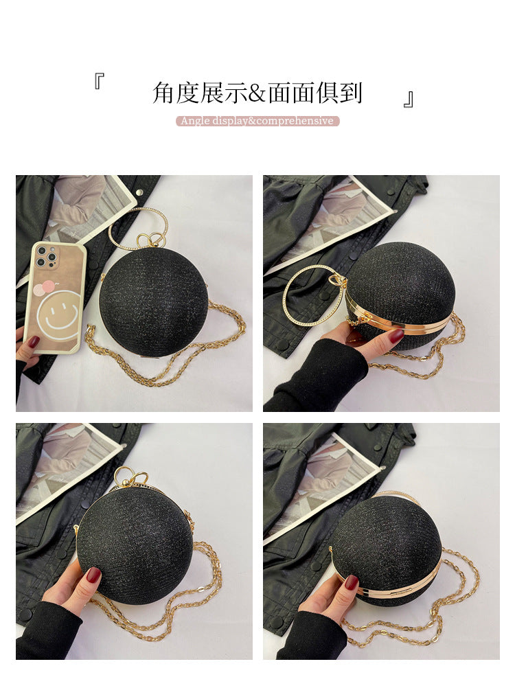 Circular Ring Portable Evening Bags Metal Sliver Round Ball Handbags For Lipstick Elegant Luxury Clutch Purse Wedding Wallets