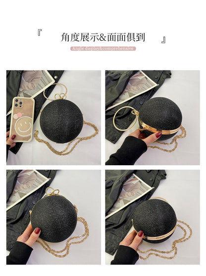 Circular Ring Portable Evening Bags Metal Sliver Round Ball Handbags For Lipstick Elegant Luxury Clutch Purse Wedding Wallets