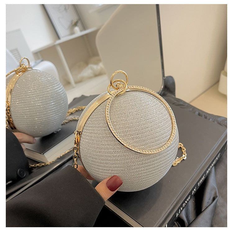 Circular Ring Portable Evening Bags Metal Sliver Round Ball Handbags For Lipstick Elegant Luxury Clutch Purse Wedding Wallets