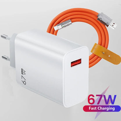 For Xiaomi 67W USB Fast Charger 6A Type C Cable Phone Power Adapter For Mi 12 11 POCO X5 X4 Pro Redmi Note9 10 11 Charging Line