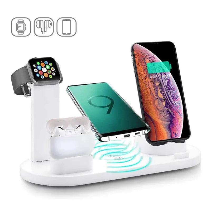 7-i-1 trådlös laddare för iPhone 15 14 13 12 11 X Apple Watch Airpods Bordstelefonladdare Snabbladdningsdockningsstation