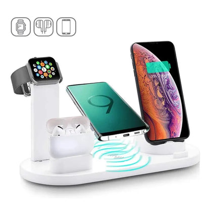 7-i-1 trådlös laddare för iPhone 15 14 13 12 11 X Apple Watch Airpods Bordstelefonladdare Snabbladdningsdockningsstation