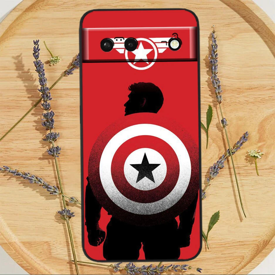 Marvel America Captain Cool Case For Google Pixel: Black Silicon Shockproof Shell Cover