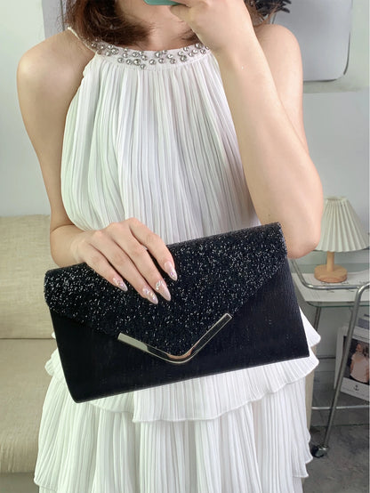 Glitter Bling Envelope Clutch – Elegant Party & Wedding Handbag for Women.