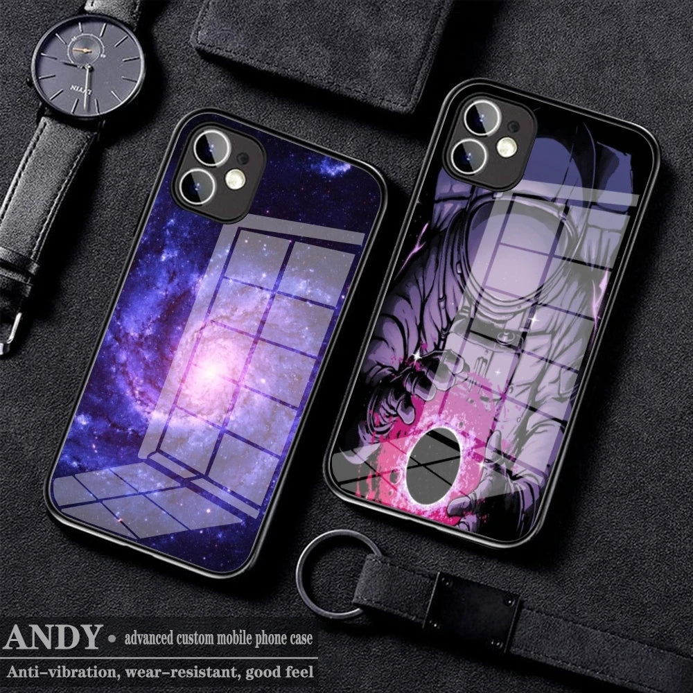 Universe Design Tempered Glass Phone Case for iPhone&Samsung