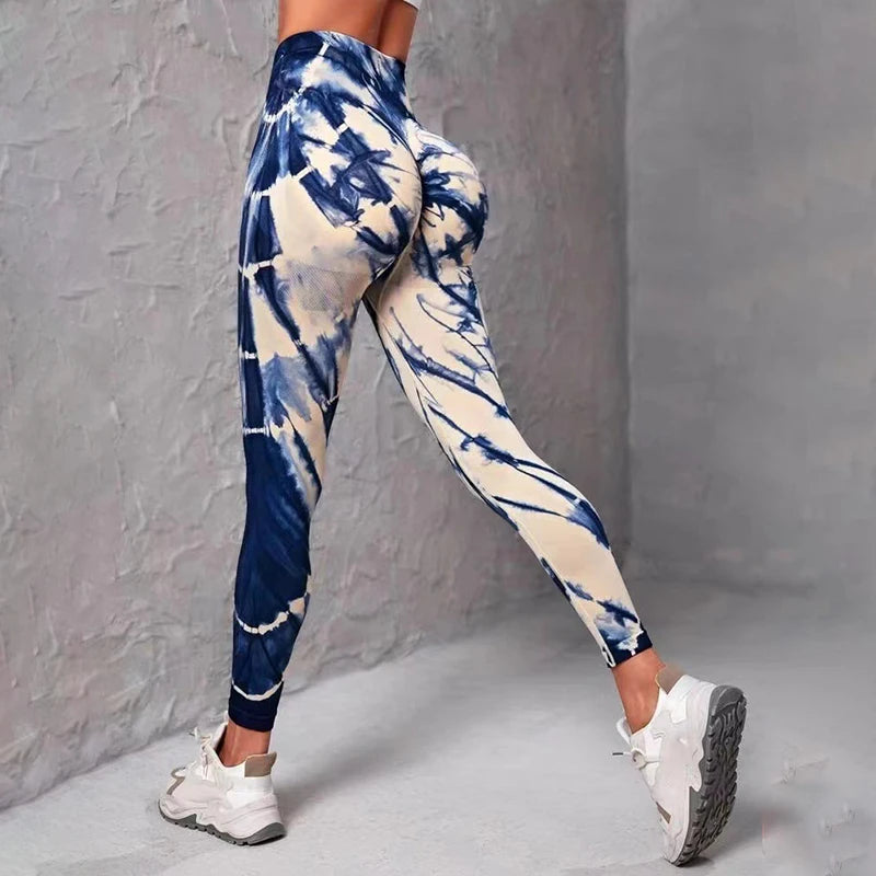 Women's High Waist Tie-Dye Yoga Leggings with High Elasticity