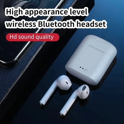 I7 MINI Trådlösa Bluetooth-hörlurar Stereo hörlurar Headset Trådlösa sporthörlurar med laddningsbox för alla smarta telefoner