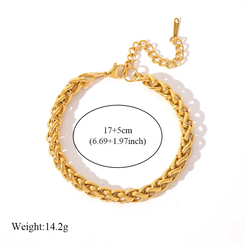 EILIECK 316L Stainless Steel Chains Neckalces Bracelet Jewelry Set For Women Gold Color Metal 18 K Plated Collar Bijoux Gift