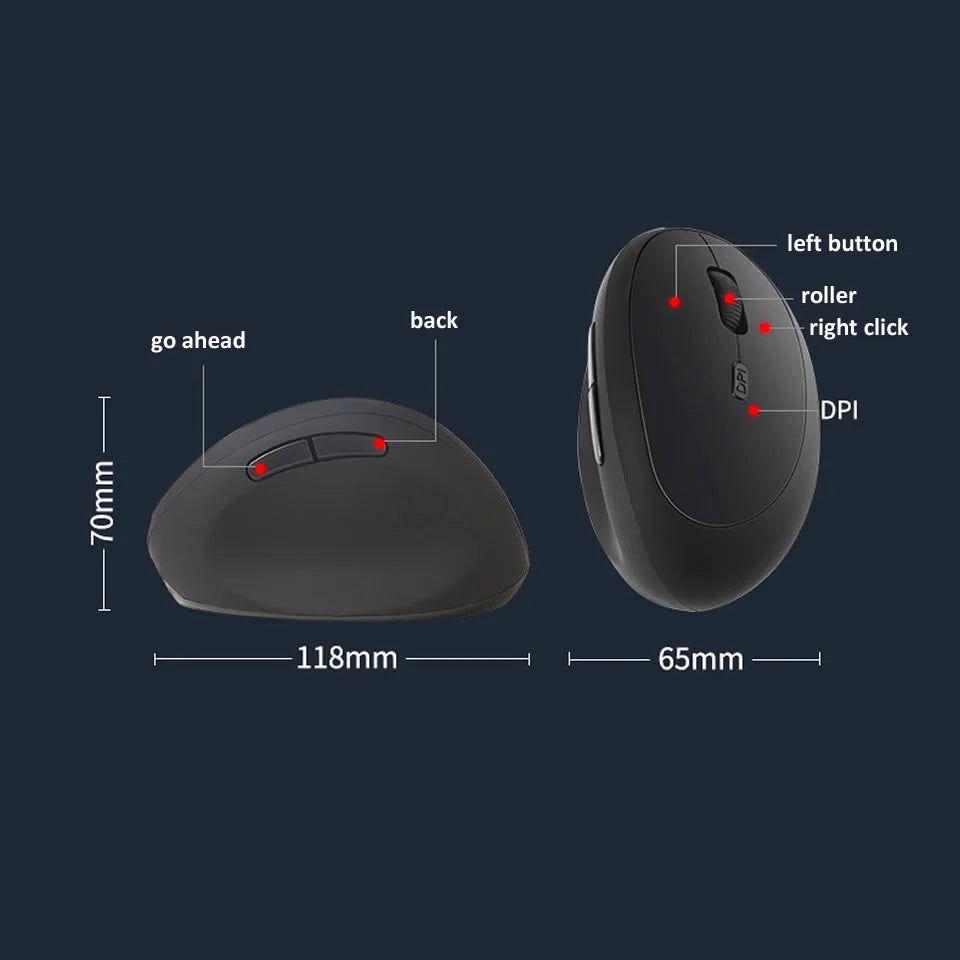 Rxi 2.4G trådlös vertikal mus Ergonomisk USB-mus 1600DPI Kontorsmöss Rosa 6D Mini Silent Gamer Maus för dator Bärbar PC