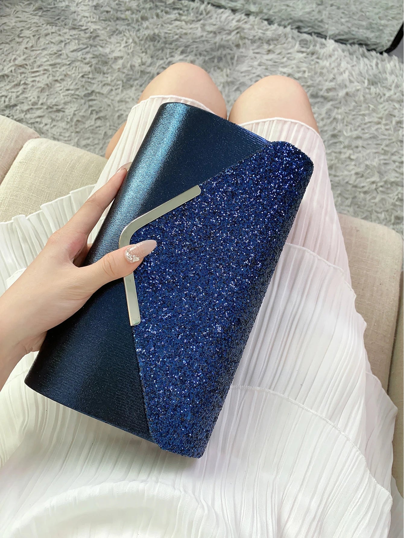 Glitter Bling Envelope Clutch – Elegant Party & Wedding Handbag for Women.