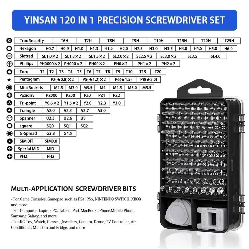 Elektronikskruvmejselsats 115 i 1 precisionsskruvmejselverktyg Mutterdragare Professionella magnetiska reparationsverktyg Laptopreparation