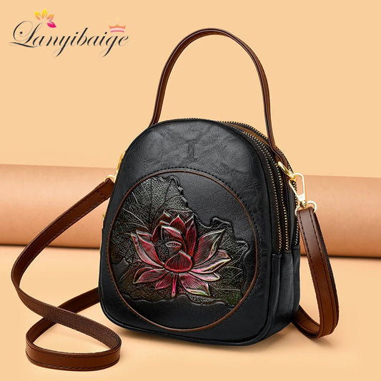 Casual PU Leather Handbag: Many Pockets, Luxury, High Quality