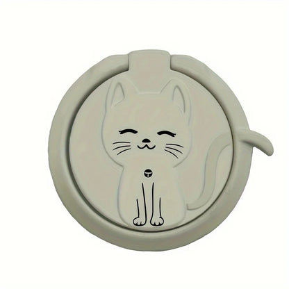 Rotate Metal Ring Holder Cute Cartoon Cat Finger Ring Mobile Phone Round Mount Stand for IPhone 15 Samsung Huawei Xiaomi Redmi