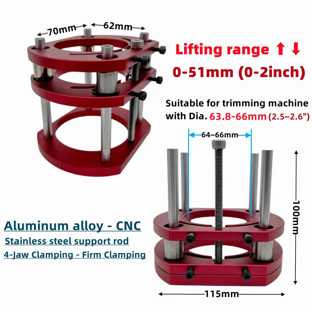 Router Lift Kit W/ Aluminum Router Plate for 65mm Diameter Motors Woodworking Router Table Workbench Trimmer Engraving Machine