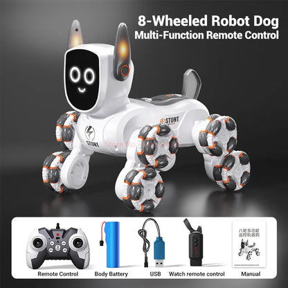 JJRC New Eight Wheel Intelligent Stunt Mechanical Dog Gesture Sensing Remote Control Machine Dog Children'S Electric Toy Gift