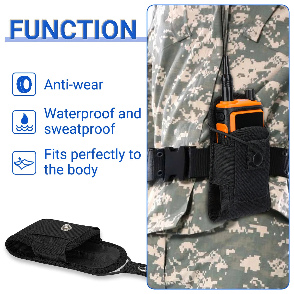 Taktisk Walkie Talkie Pouch Oxford Molle Radio Pouch Hållare Ficka Bärbar Utomhus Jakt Sport Midjeväska Interphone hölster