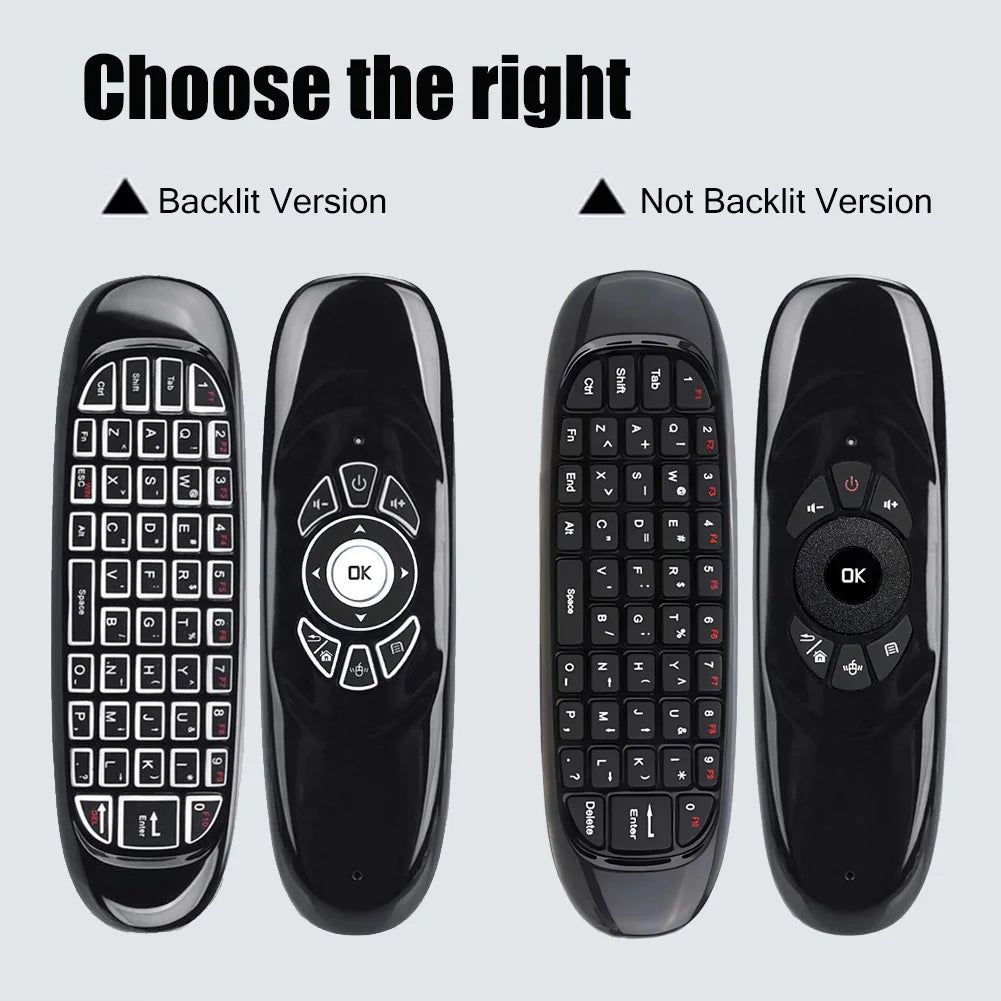 C120 Air Mouse 2.4G RF Smart Remote Control 7 Color Backlight English Wireless Keyboard for Android Smart TV Box