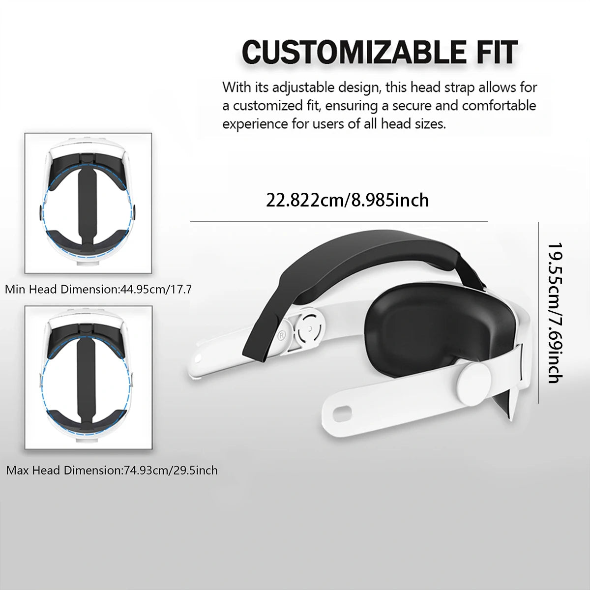 Head Strap Compatible with Oculus Quest 2,VR Accessories Adjustable Elite Strap Replacement for Enhanced Comfort Support