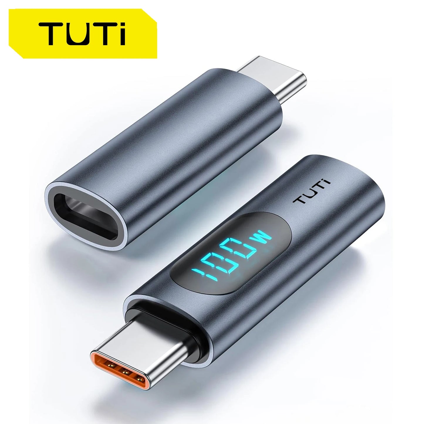 TUTi USB C Adapter, 100W USB C Hona till USB C Hane Extension Adapter TypeC Power Meter Tester med Digital Display för iPhone