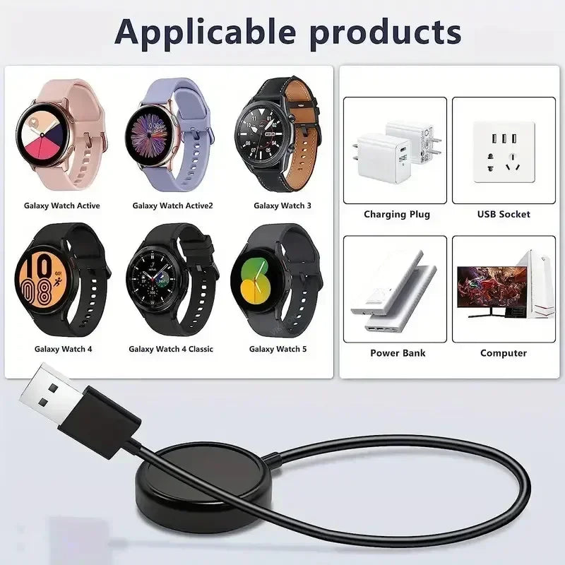 Fast Wireless PD USB Charging Cable Cord Stand Dock Charger Adapter For Samsung Galaxy Watch 6 Watch5 Pro Watch 5 4 3 44mm 40mm