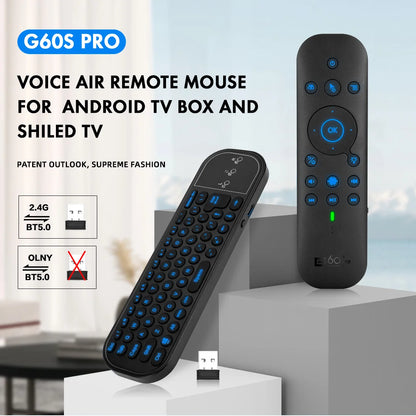 Ny G60S Pro BT trådlös röstfjärrkontroll 2.4G BT5.0 Dual Mode Air Mouse IR-inlärning med bakgrundsbelyst ljus för Android TV Box