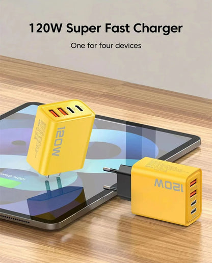 Total 120W Fast Charger Type C Quick Charge 3.0 USB Charger Adapter For iPhone Samsung Xiaomi PD USB Charger Fast Charging Plug