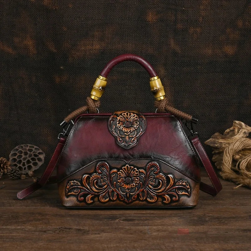 MOTAORA Luxury Bag: Handmade, Leather, Vintage Carved