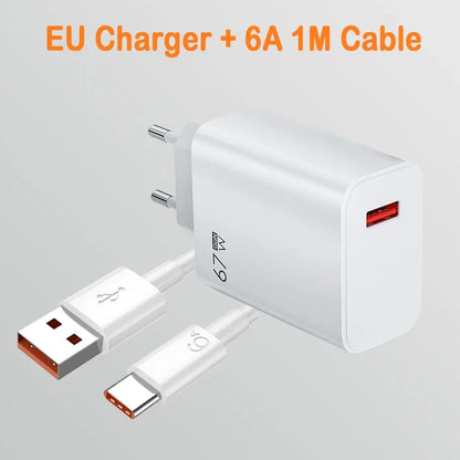 For Xiaomi 67W USB Fast Charger 6A Type C Cable Phone Power Adapter For Mi 12 11 POCO X5 X4 Pro Redmi Note9 10 11 Charging Line