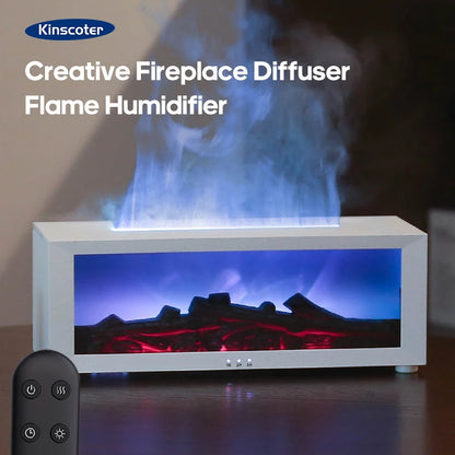 Fireplace Aroma Diffuser – Colorful Flame Air Humidifier with Timer, Remote Control, and Waterless Auto Off for Home or Office