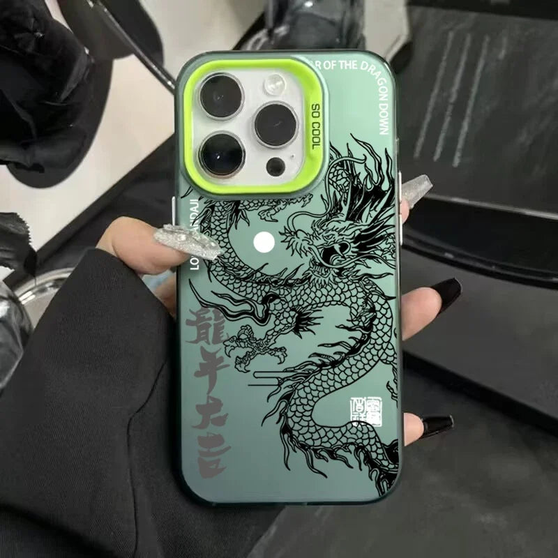 Lyxigt Dragon Totem Armor-fodral för iPhone: Anti-drop, Lens Protect, Plating Cover