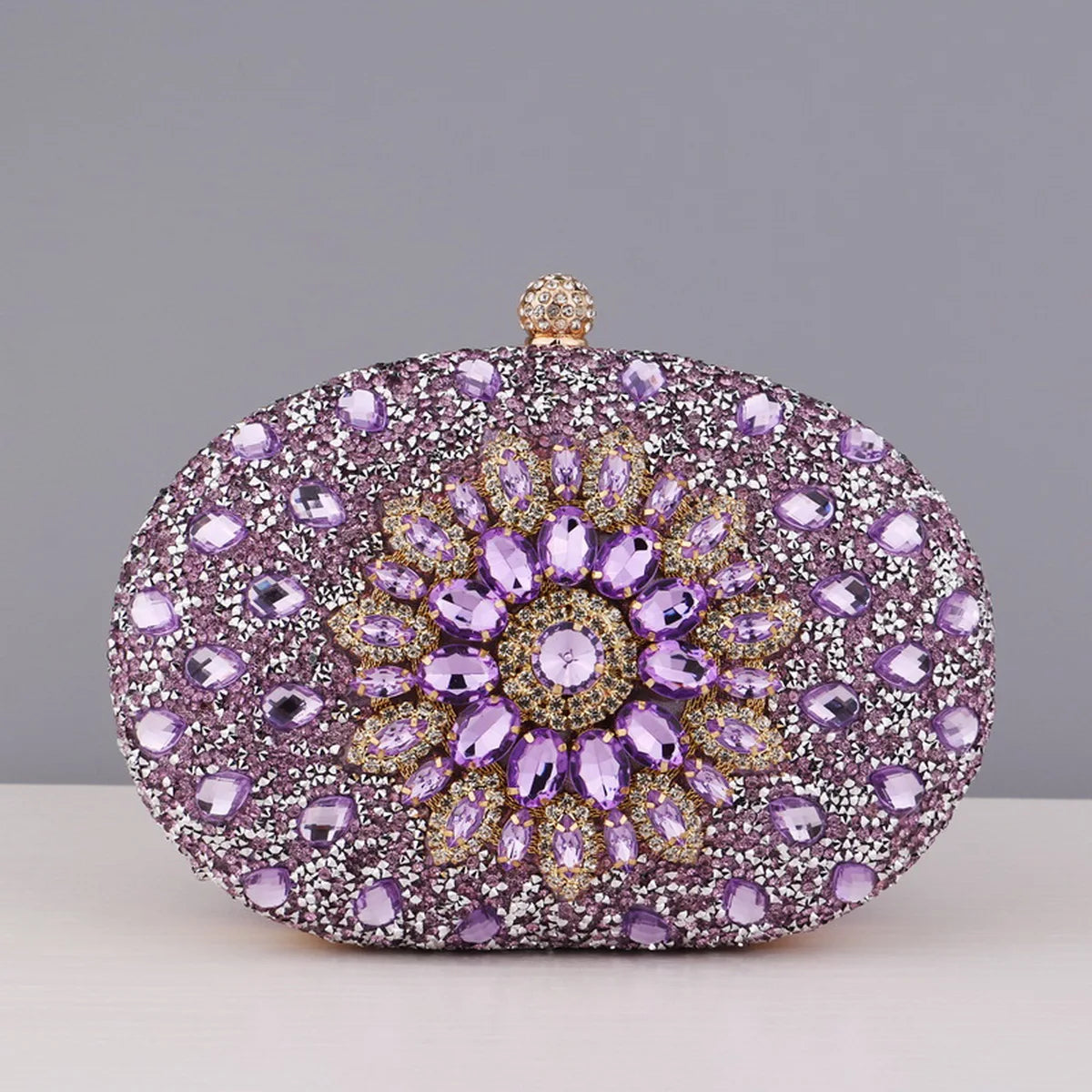 Flower Rhinestones Clutch: Evening Bag, Prom, Wedding Shoulder Handbag