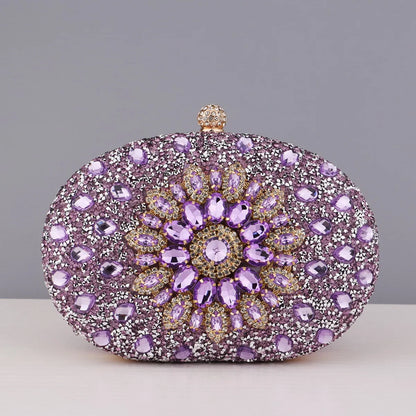 Flower Rhinestones Clutch: Evening Bag, Prom, Wedding Shoulder Handbag