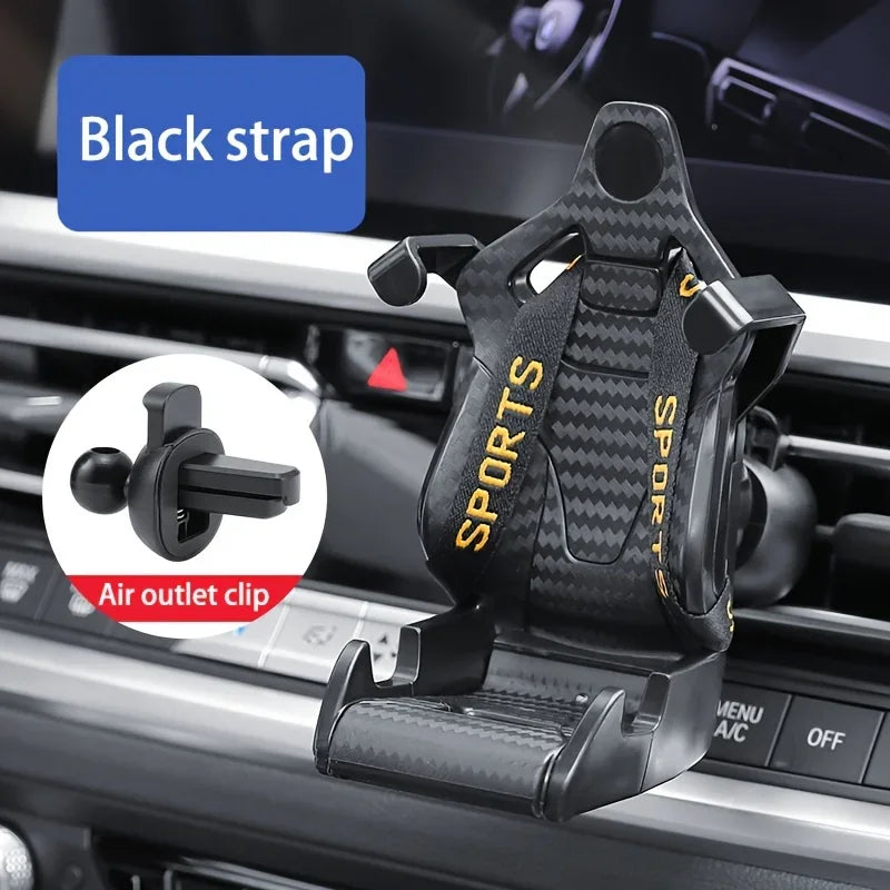 360° Carbon Fiber Racing Seat Biltelefonfäste – Universal Air Vent GPS-stöd