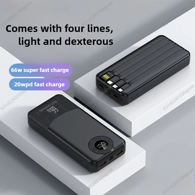 20000mAh 66W Power Bank with Fast Charging and 4 Cables