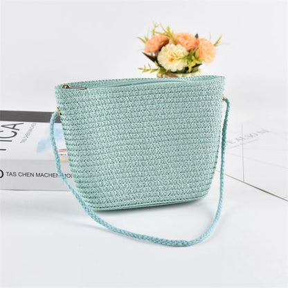 Yogodlns Flap Small Crossbody Shoulder Bag Women Straw Woven Beach Bag Ladies Rattan Handmade Knitted Bucket Mini Purse Handbags