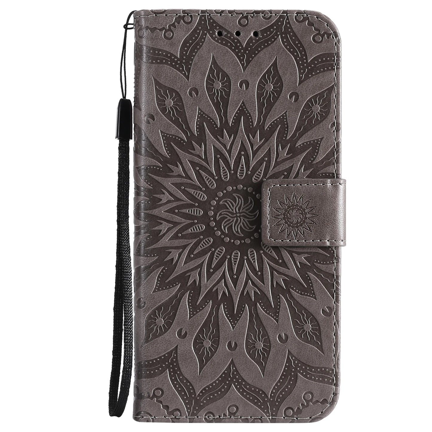 Gray Leather Phone Book Cover Flower Honor