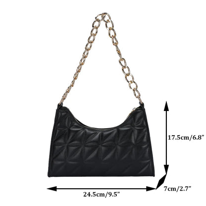 Women's Diamond Pattern PU Leather Chain Shoulder Bag