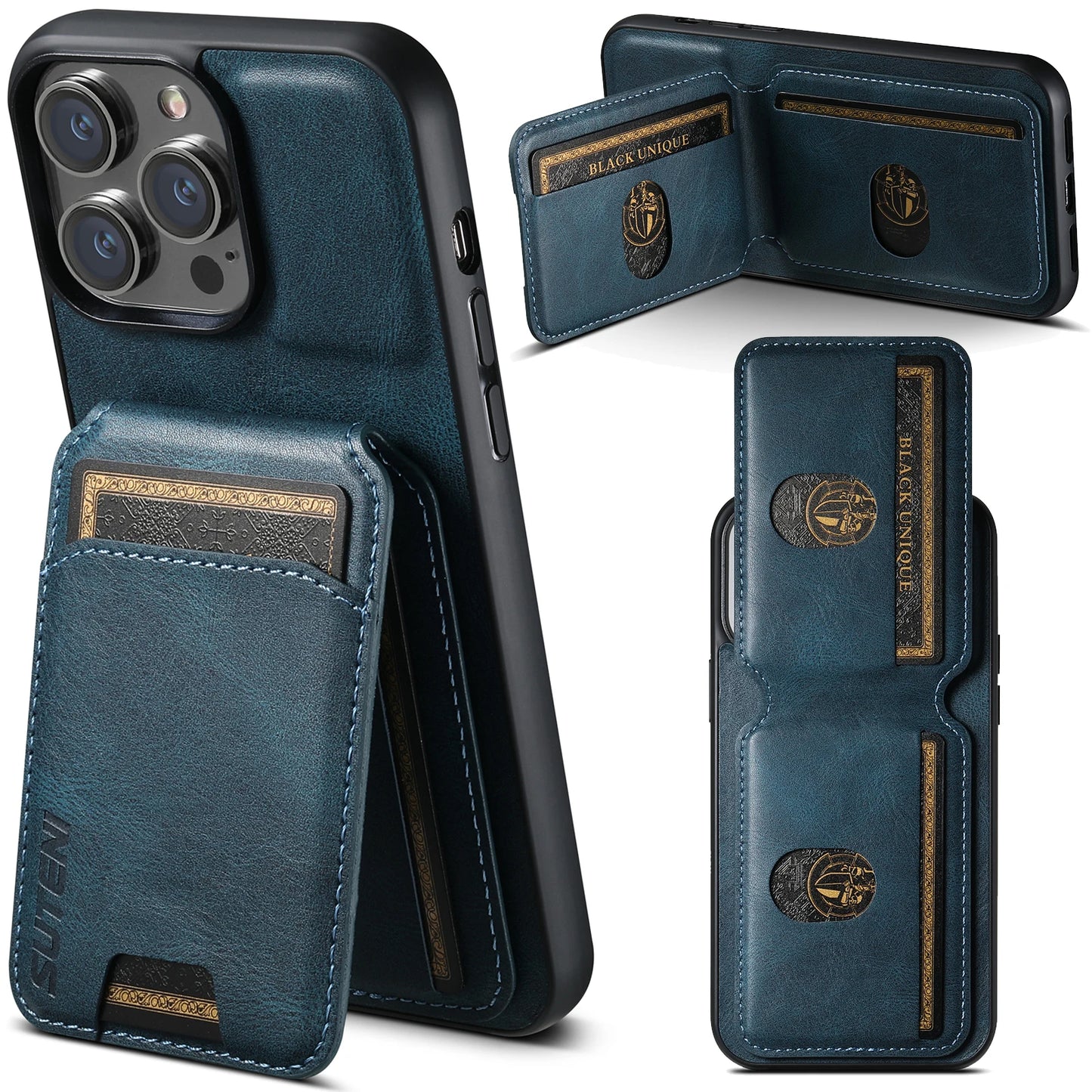 Magnetic Leather Card Holder Case For iPhone & Samsung Galaxy: 2in1 Phone Cover