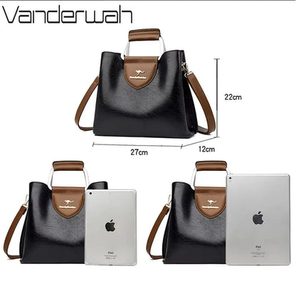 Genuine Soft Leather Handbags for Women Vintage Shoulder Tote Bag Luxury Designer Ladies Large Capacity Purse Bags Sac A Main