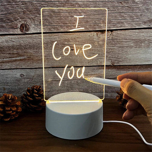 Transparent LED Night Light – USB Acrylic Message Board & Erasable Calendar