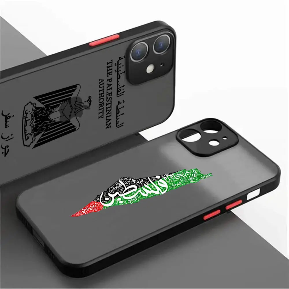 Matte Transparent Back Case For iPhone: Palestine Flag Map Passport Cover