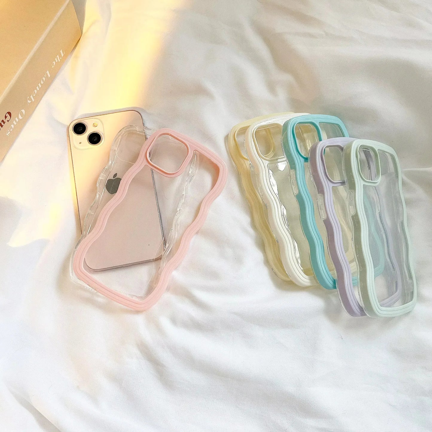 Transparent Curly Wave Shockproof Case for iPhone Models